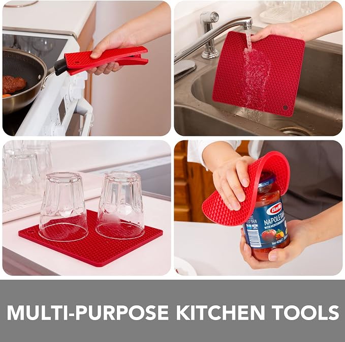 4 Pack Trivets for Hot Dishes | Hot Pads for Kitchen, Silicone Pot Holders for - Image 5