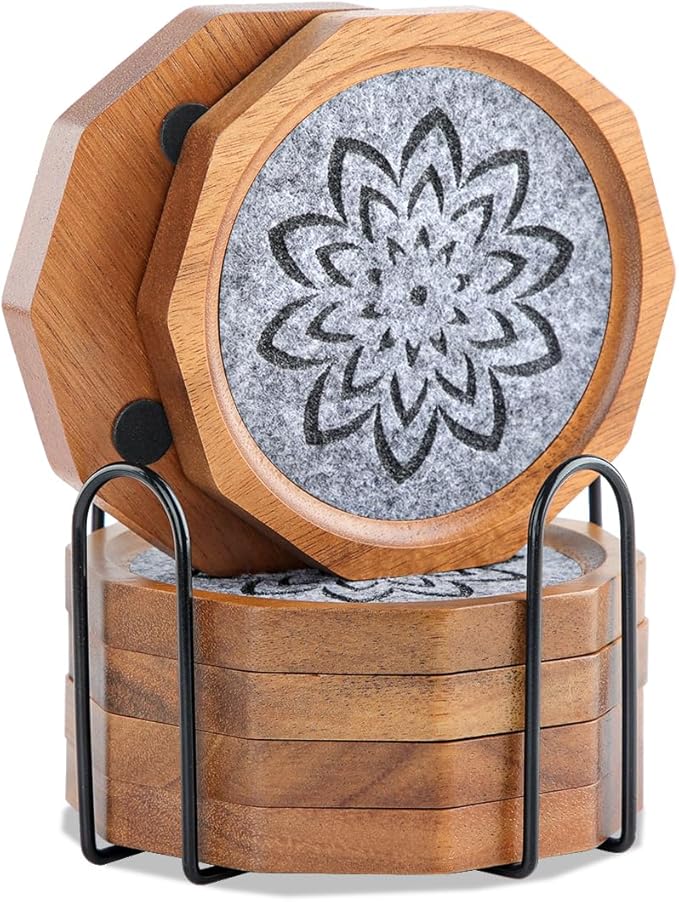 Wood Coasters for Drinks Absorbent by Unknown