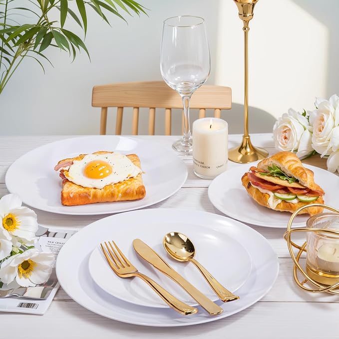 Nervure 100Pcs White Plastic Plates - Image 2