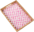 Rectangle Rattan Tray with Mother of Pearl Inlay, Rattan Serving Tray with by Tynulox