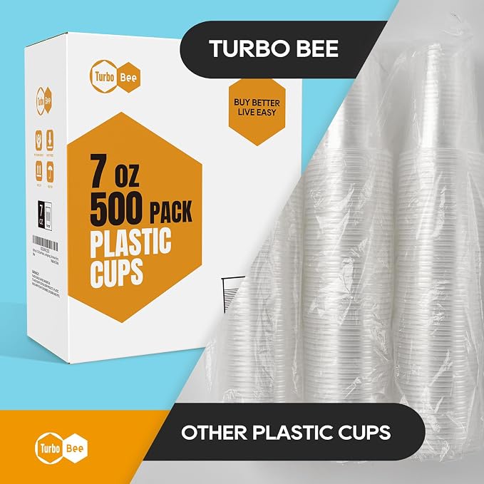 Turbo Bee 500 Pack 7oz Disposable Plastic Cups, Heat-Resistant & Food Safe - Image 6