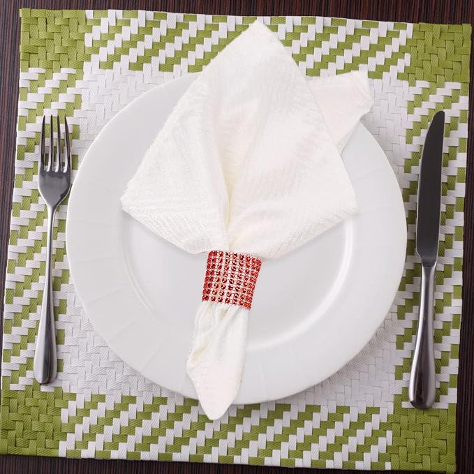 Red Napking Rings Holder Set of 150pcs, Diamond Crystal Napkin Rings Bulk - Image 4
