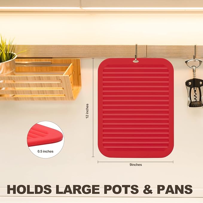 2 Pack Square Trivets for Hot Dishes | 9*12in Silicone Hot Pads for Kitchen - Image 5