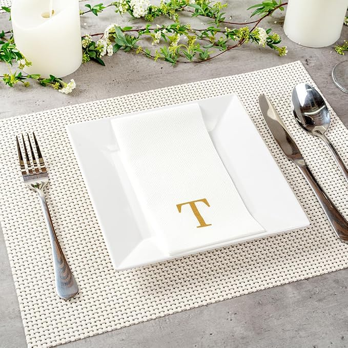 Luxenap 15.8 X 7.9 Inch Linen-Feel Guest Towels, 50 Lettered Hand Towels - Image 3