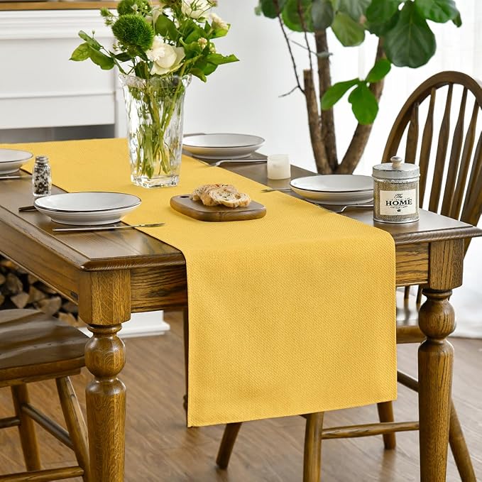 Artoid Mode Yellow Table Runner, Seasonal Summer Fall Washable Kitchen Dining - Image 3