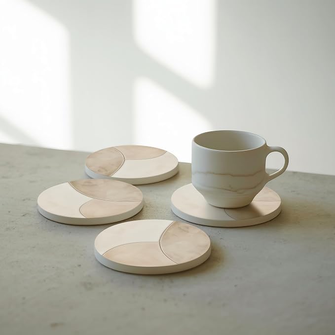 VEYRO Ceramic Coasters Set of 6 – Absorbent Stone Drink Coasters - Image 9