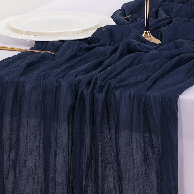 Cheesecloth Table Runner Summer Boho Wedding Birthday Party Home Decor | Navy - Image 6