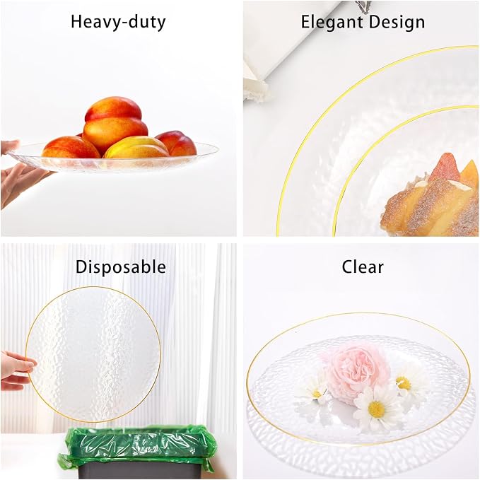 150 Pcs Clear Plastic Dinnerware Set, Disposable Plates - Image 4