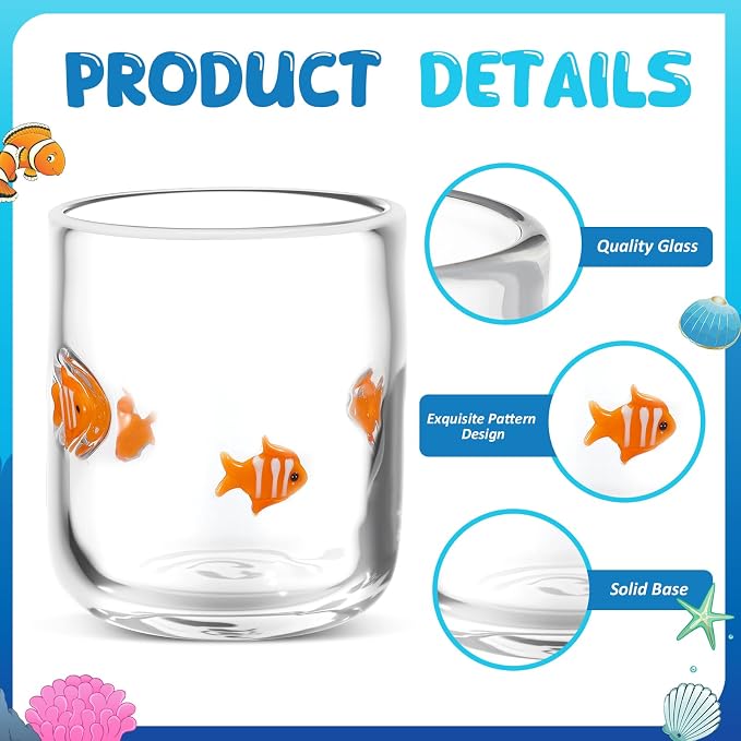 SiliFine 2 PCS Clownfish Icon Juice Glasses - 14oz Cute Fish Stemless Wine - Image 4