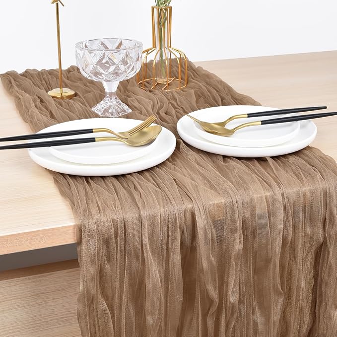 Coffee Cheesecloth Table Runner Cheese Cloth Wedding Birthday Party Decor | - Image 5