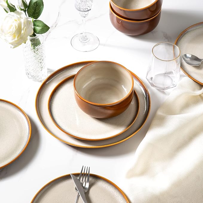 LERATIO Ceramic Plate Set of 6, 8.5 Inch Reactive Glaze Salad Plates | Modern - Image 5