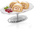 1 Pcs Stainless Steel Footed Serving Tray Oval Elevated Serving Platter Dessert by Tiangrid