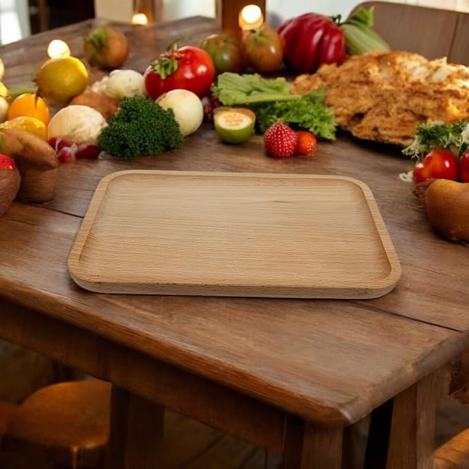 2 Pack Solid Wood Serving Platters and Trays of Natural - Image 4