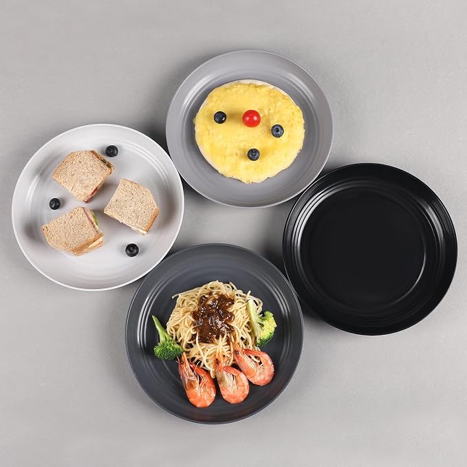 HEYCOME 12 Pcs Unbreakable Deep Dinner Plates Set, 9 inch Reusable Plastic - Image 6