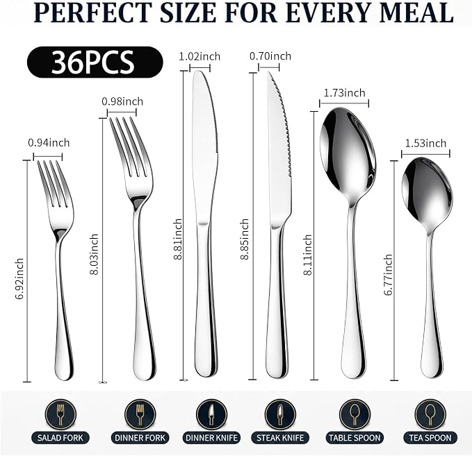 36-Piece Silverware Set with Steak Knives - Image 2