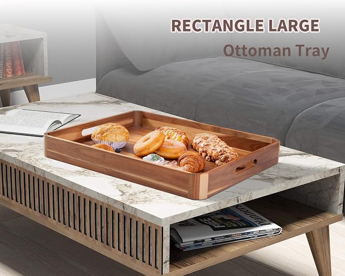 Large Wooden Ottoman Tray, Great 22"x18" Rectangle Trays - Image 8