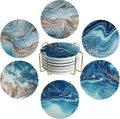 Ceramic Coasters Set of 6, Marble-Textured Design by YINBAOGE