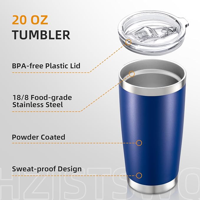 20oz Tumbler Bulk with Lid Stainless Steel Tumblers, 12 Pack | Leak Proof Lid - Image 3