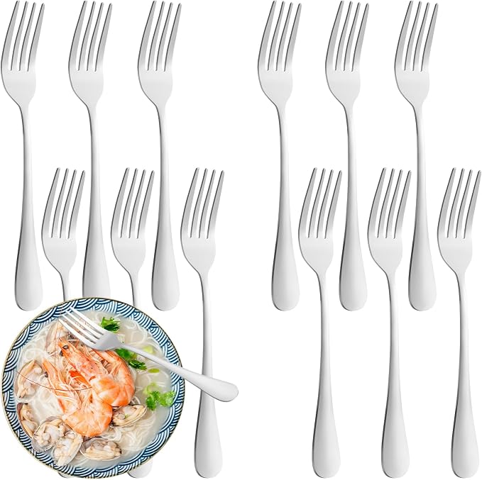 16 Piece Dinner Forks Set, Food-Grade Stainless Steel Forks Silverware by WISKEMA