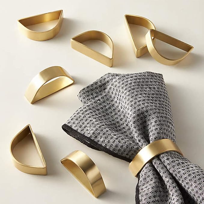 Matte Gold Napkin Rings Set of 8, Metallic Bronze Napkin Ring Holder Glossy by wonlex