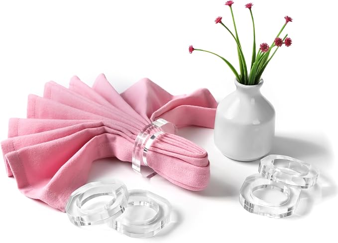 Clear Acrylic Napkin Rings, Bulk Set of 12, Table Settings | 2.25x2.25x0.5 in - Image 6