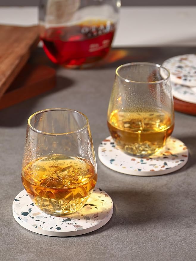 LIFVER Coasters Set of 6, Terrazzo Style Ceramic Drink Coasters - Image 5