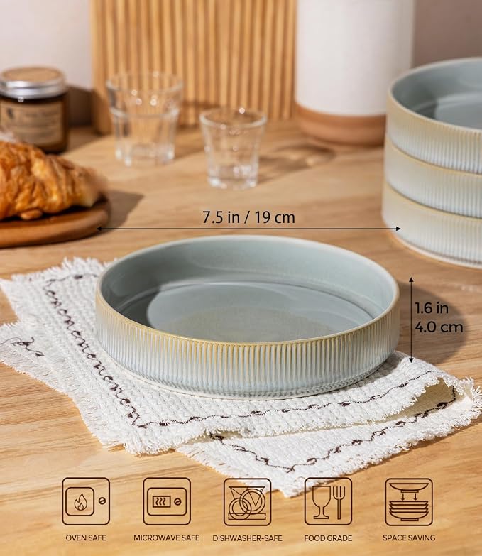 7.5" Ceramic Pasta Bowls Set of 4, Salad Bowls | Versatile Serving Bowls - Image 3