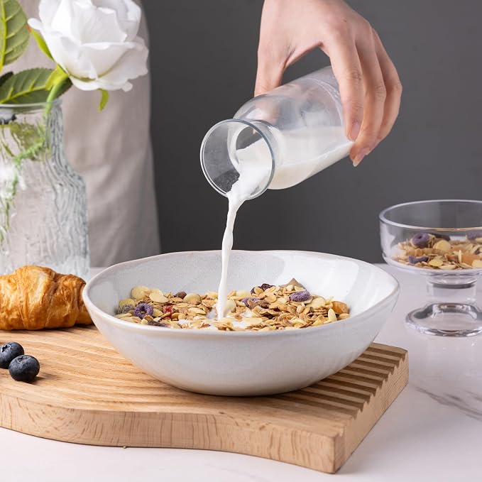 AmorArc Ceramic Cereal Bowls Set of 6, 24 oz Handmade Stoneware Bowls Set - Image 4