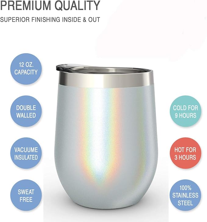 CHILLOUT LIFE 12 oz Stainless Steel Wine Tumblers 4 Pack - Image 2