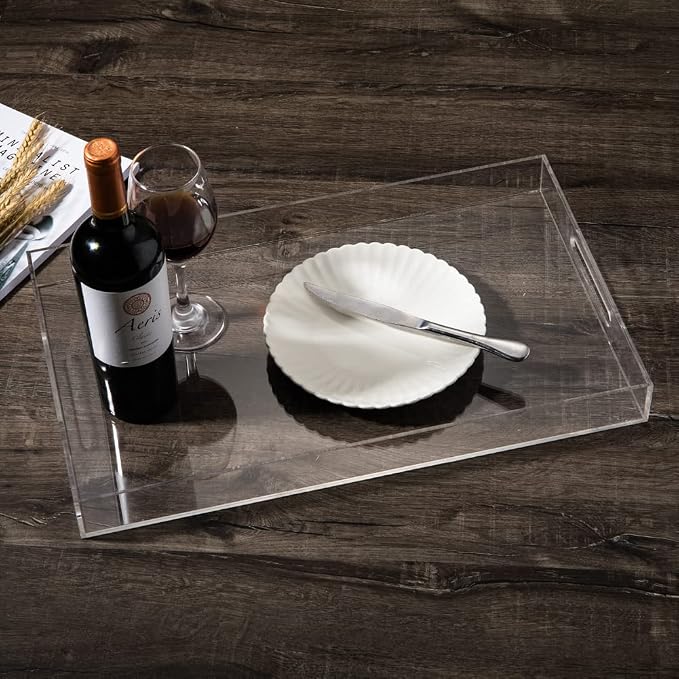 Sooyee Clear Acrylic Serving Tray, Plastic Tray - Image 4