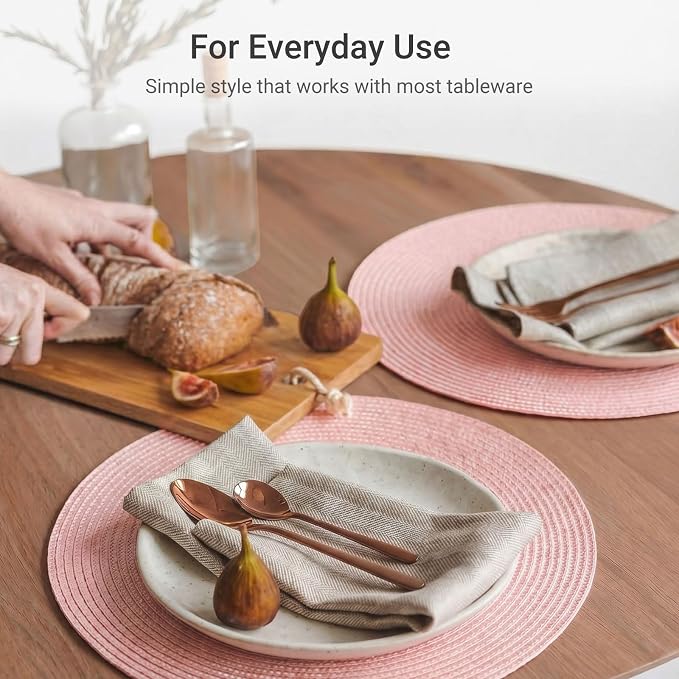 FunWheat Round Braided Placemats Set of 4 Table Mats - Image 5