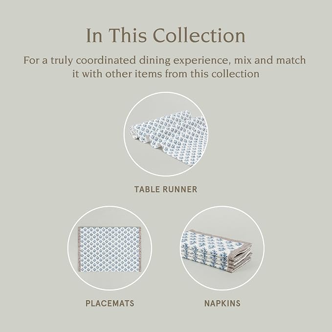 Over&Back 18x108 Hand-Blocked Printed Cotton Table Runner - Image 4