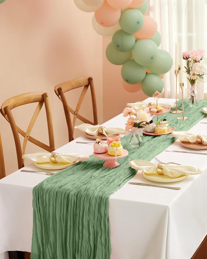 Pureegg 2-Pack Cheesecloth Table Runner, Baby Shower, Wedding and Farmhouse - Image 6