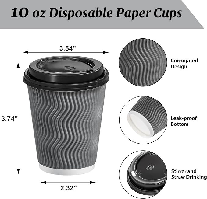 Clawsoff 100 Pack 10 oz Disposable Insulated Coffee Cups - Image 2