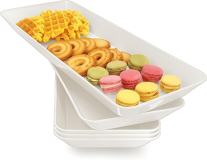 Serving Tray Platter Rectangle, Plastic White Food Trays by Unknown