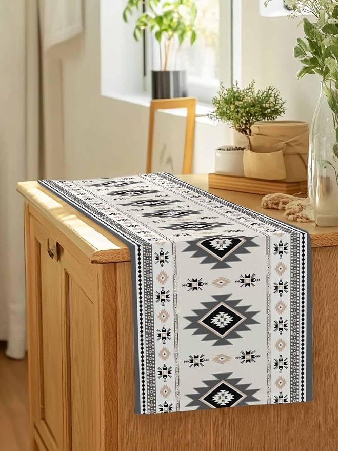 Boho Table Runners 72 Inches Long, Abstract Southwestern Kitchen Dining Tables - Image 7