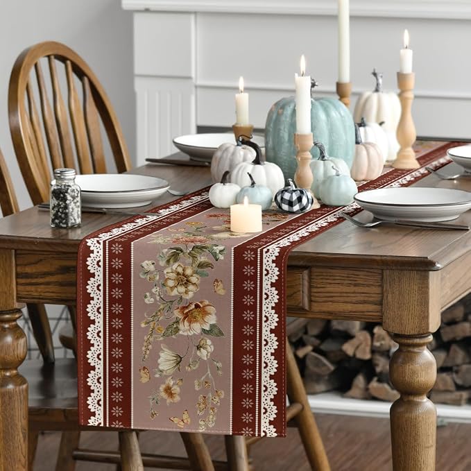 Artoid Mode 210 GSM Fall Table Runner 13x36 Inch Home Party Decor | Brown - Image 3