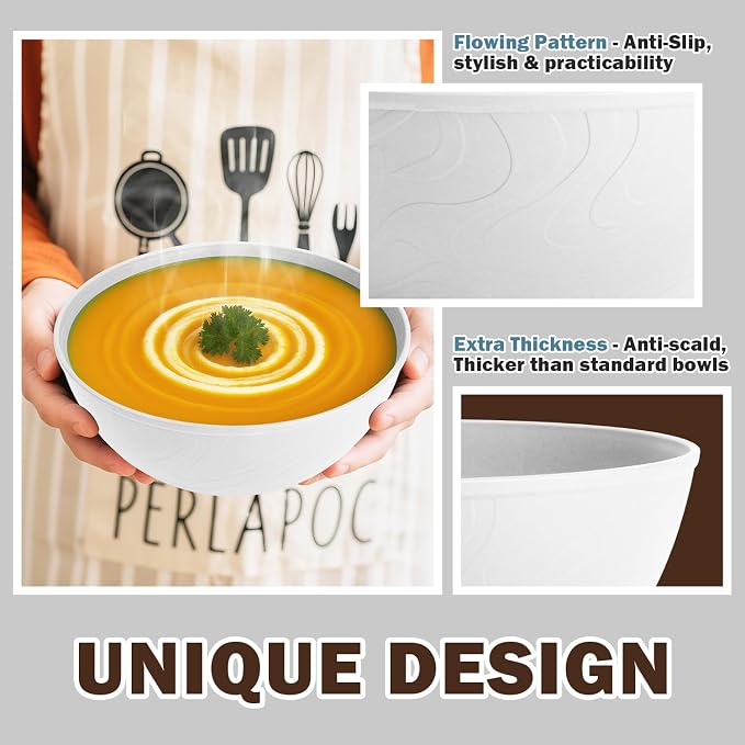 Wheat Straw Cereal Bowls 40 OZ, Unbreakable Bowls Set of 6, Microwave & - Image 5