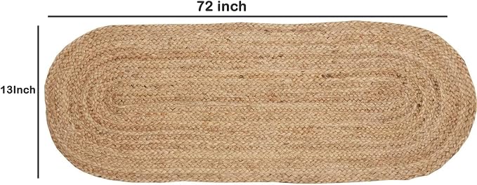 Pack of 1 Handwoven Oval Jute Braided Table Runner 13 x 72 Inch, 100% Natural - Image 2