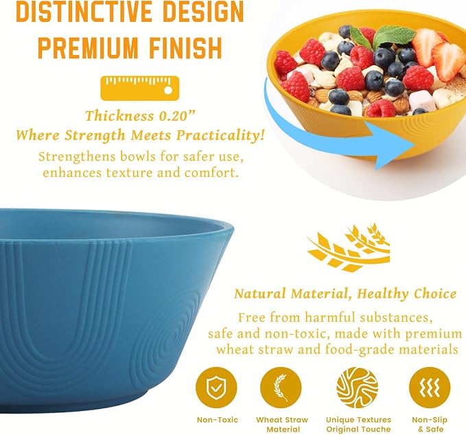 Unbreakable Cereal Bowls, Wheat Straw Bowl - Image 3