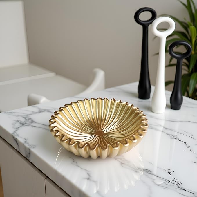 10" Large Decorative Bowl decor, Scalloped Bowls - Image 6