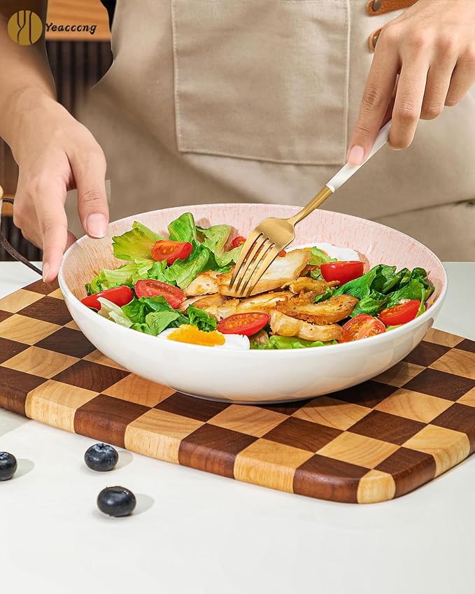 Yeacccng Pasta Bowls Set of 6, 8.7 Inch 39 Oz Colorful Reactive Glaze Ceramic - Image 9