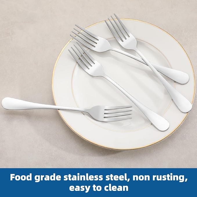 12 Piece Dinner Forks Set, Food-Grade Stainless Steel Forks Silverware - Image 3