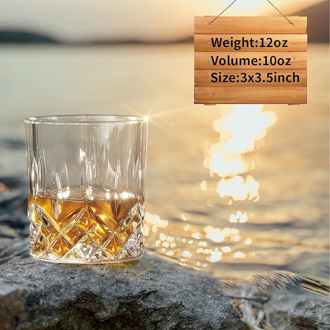 OPAYLY Whiskey Glasses Set of 4, Rocks Glasses, 10 oz Old Fashioned Tumblers - Image 2