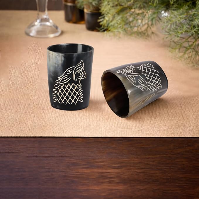Handicrafts Home Viking Horn Shot Glasses Set of 12, Rustic Viking Drinkware - Image 8