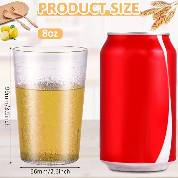 Meanplan 100 Pack Plastic Reusable Drinking Glasses Restaurant Grade 8 oz - Image 2