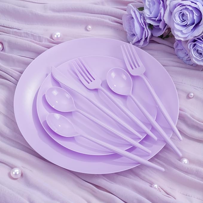 EI 150pcs Purple Plastic Plates - Image 6