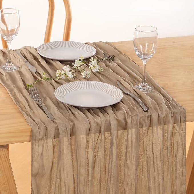 6 Pack Nude Cheesecloth Table Runner 10ft Boho Gauze Taupe Home Decor | - Image 5