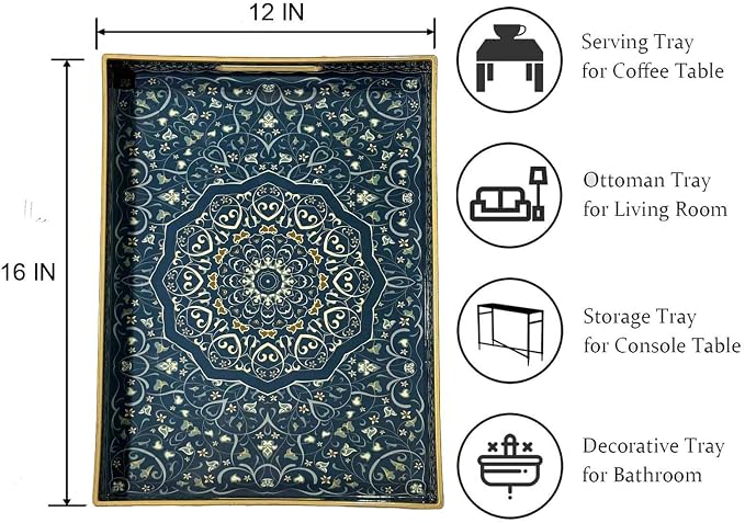 Plastic Serving Tray with Handles, Large Ottoman Tray - Image 2
