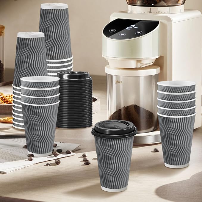 Clawsoff 100 Pack 16 oz Disposable Insulated Coffee Cups - Image 4